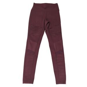Alo High Rise Moto‎ Leggings Burgundy 3158 Women's Size Small